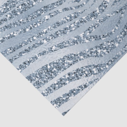 Blue Glam Glitzer Zebra Print Seidenpapier (Ausschnitt)