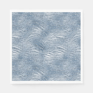 Blue Glam Glitzer Zebra Print Serviette