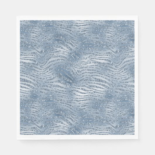 Blue Glam Glitzer Zebra Print Serviette (Vorderseite)