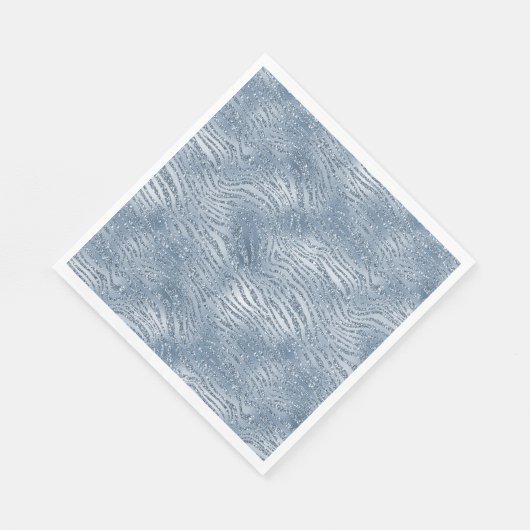 Blue Glam Glitzer Zebra Print Serviette (Ecke)