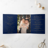 Blue & Glam Gold Confetti Wedding Collection Dreifach-gefaltete Programmkarte (Innenseite)