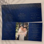 Blue & Glam Gold Confetti Wedding Collection Dreifach-gefaltete Programmkarte