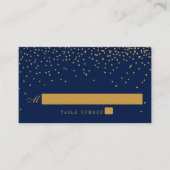 Blue & Glam Gold Confetti Wedding Escort Card Platzkarte (Vorderseite)