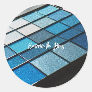 Blue Glam Lidschatten-Drama  Runder Aufkleber