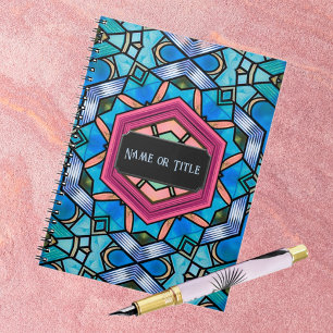 Blue Glass Art Deco Vintage Eleganz - Ihr Text Notizblock