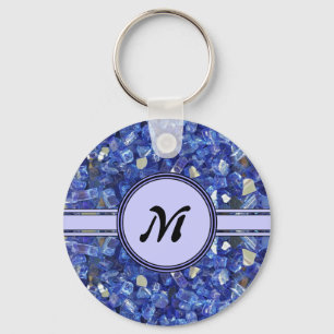 Blue Glass Crystals Monogram Sparkle Schlüsselanhänger