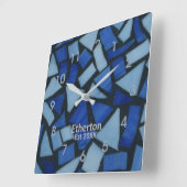 Blue Glass Mosaic Pattern Acrylic Wall Clock Quadratische Wanduhr (Winkel)