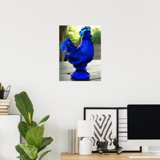 Blue Glass Rooster Poster (Heimbüro)