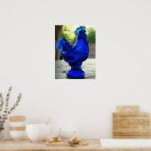 Blue Glass Rooster Poster (Küche)