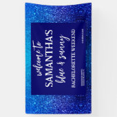 Blue Glitter Bachelorette Party Welcome Sign Banner (Vertikal)