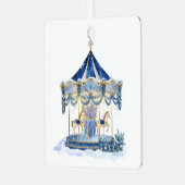 Blue Glitter Carousel Christmas Ornament (Vorderseite links)