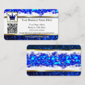 Blue Glitter Gold Striped Business Cards Visitenkarte (Vorne/Hinten)