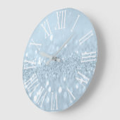 Blue Glitter Grey Metallic Silver Roman Number Große Wanduhr (Winkel)