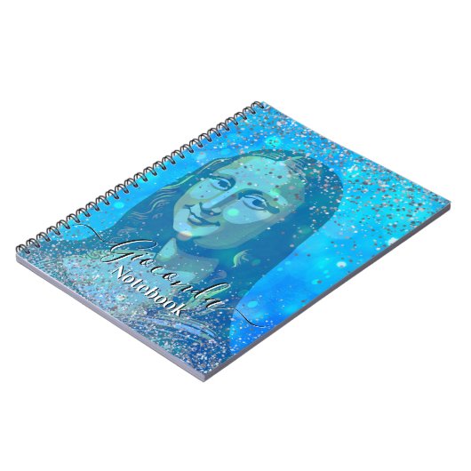 Blue Glitter Leonardo Da Vinci Gioconda Notizblock (Linke Seite)