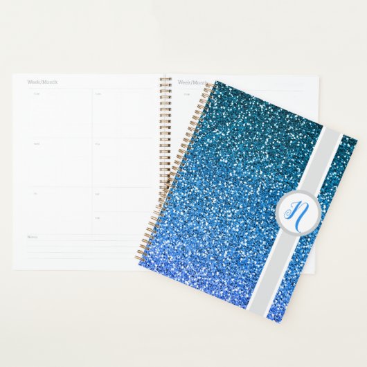 Blue Glitter Monogram  Planer (Anzeige)