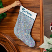 Blue Glitter Personalized Name Christmas Stocking Großer Weihnachtsstrumpf