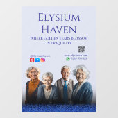 Blue Glitter Seniors Care Homes Peace Love Family Fensteraufkleber (Blatt)