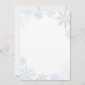 Blue Glitter Snowflake 1st Birthday Einladung (Rückseite)