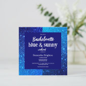 Blue Glitter Weekend Bachelorette Party Invitation Einladung (Stehend Vorderseite)