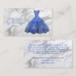 Blue Glittery Seamstress Business Card Visitenkarte
