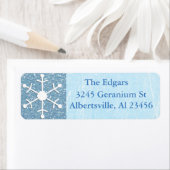 Blue Glittery Snowflake Address Return Label (Insitu)