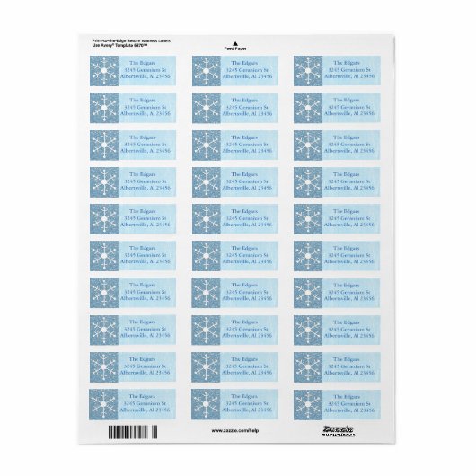 Blue Glittery Snowflake Address Return Label (Vorne)