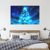 Blue Glitting Weihnachtsbaum Leinwanddruck (Insitu (Schlafzimmer))
