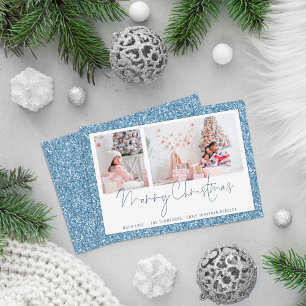 Blue Glitzer 2 Foto Script Merge Weihnachtskarte