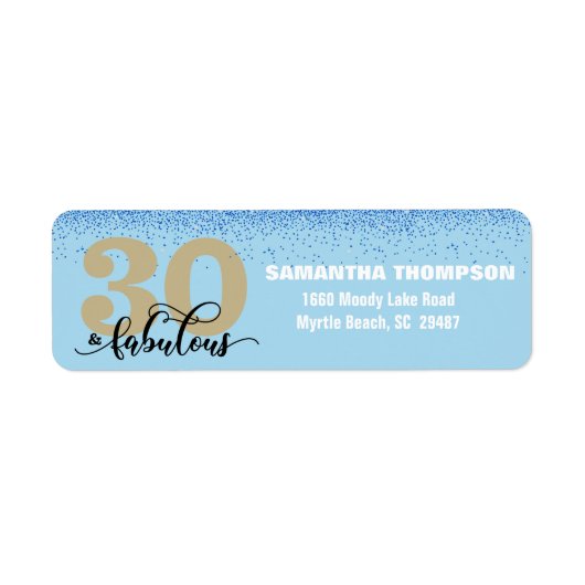 Blue Glitzer 30 und Fabulous Return Address Label (Vorne)