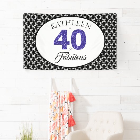 Blue Glitzer 40 und fabelhafte Custom 40. Geburtst Banner (Insitu)