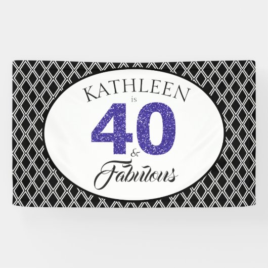Blue Glitzer 40 und fabelhafte Custom 40. Geburtst Banner (Horizontal)