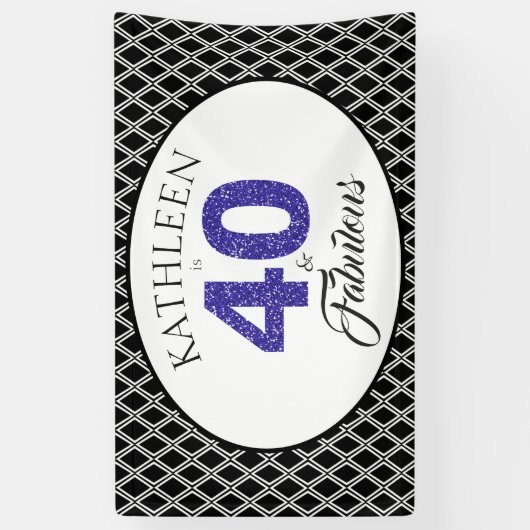 Blue Glitzer 40 und fabelhafte Custom 40. Geburtst Banner (Vertikal)