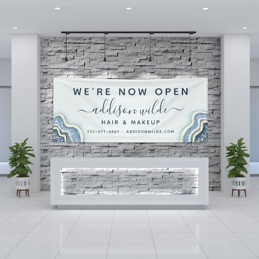 Blue Glitzer Agate Geode Luxe Business Banner