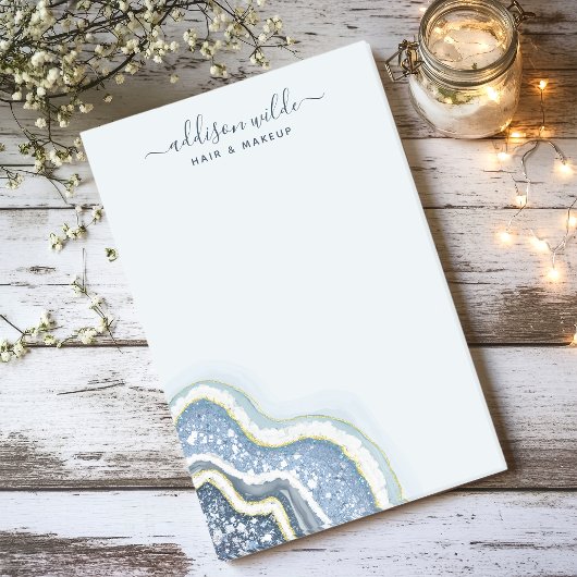 Blue Glitzer Agate Geode Luxe Business Post-it Klebezettel