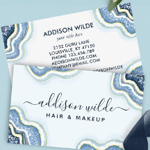 Blue Glitzer Agate Geode Luxe Chic Business Card