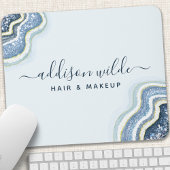 Blue Glitzer Agate Geode Luxe Chic Mousepad