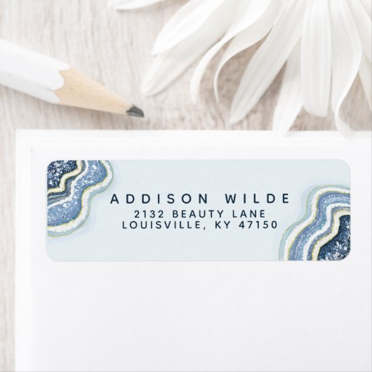 Blue Glitzer Agate Geode Luxe Rücksendeadresse (Insitu)