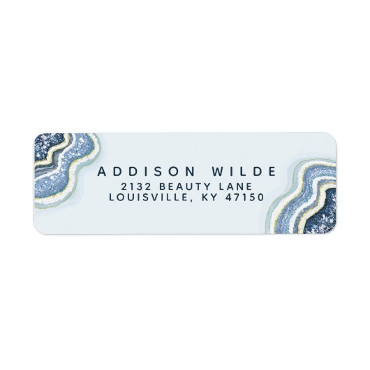 Blue Glitzer Agate Geode Luxe Rücksendeadresse (Vorne)