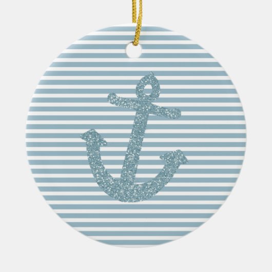 Blue Glitzer Anchor Keramikornament (Vorne)