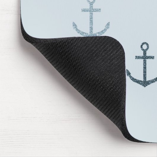 Blue Glitzer Anchors Mousepad (Ecke)