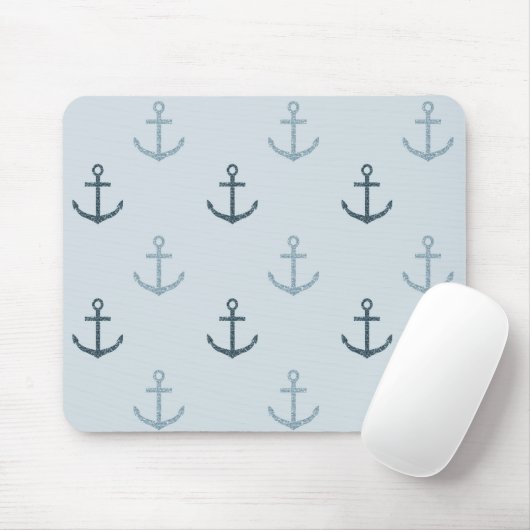 Blue Glitzer Anchors Mousepad (Mit Mouse)