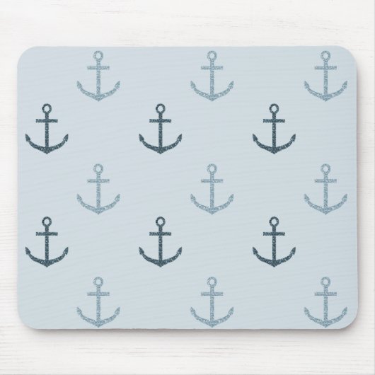 Blue Glitzer Anchors Mousepad (Vorne)