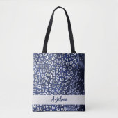 Blue Glitzer Animal Print Glam Wave Personalisiert Tasche (Vorderseite)
