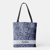 Blue Glitzer Animal Print Glam Wave Personalisiert Tasche (Rückseite)