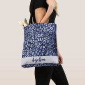 Blue Glitzer Animal Print Glam Wave Personalisiert Tasche (Von Nahem)