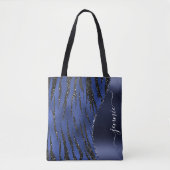 Blue Glitzer Animal Print Glam Wave Personalisiert Tasche (Vorderseite)