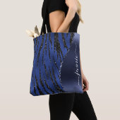 Blue Glitzer Animal Print Glam Wave Personalisiert Tasche (Von Nahem)