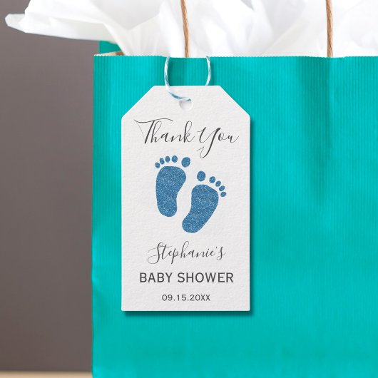 Blue Glitzer Baby Dusche Vielen Dank Geschenkanhänger