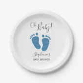 Blue Glitzer Baby Feet Babydusche Pappteller (Vorderseite)