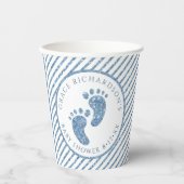Blue Glitzer Baby Feet Babydusche Personalisiert Pappbecher (Vorderseite)